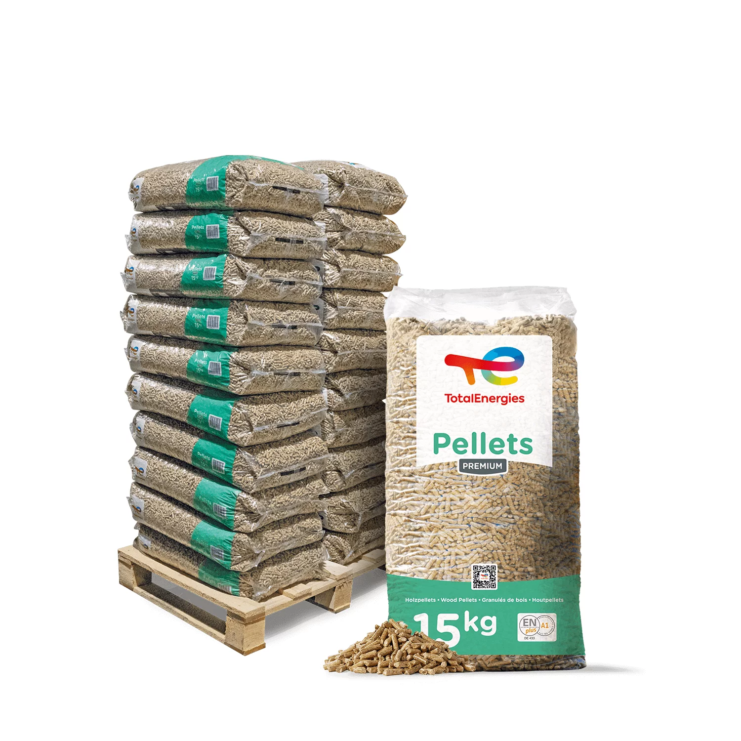 Heizfuxx Premium Holzpellets TotalEnergies 6mm 15kg x 20 Sack 300kg Palette