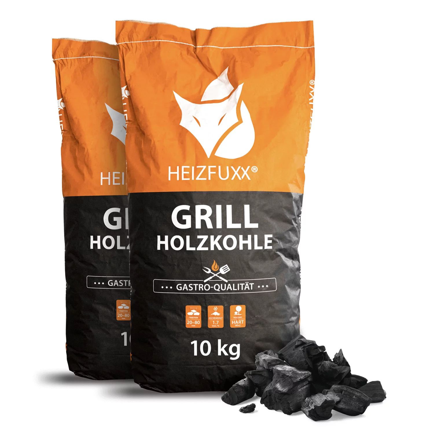 Heizfuxx Grillholzkohle 10kg x 24 Sack 240kg Palette