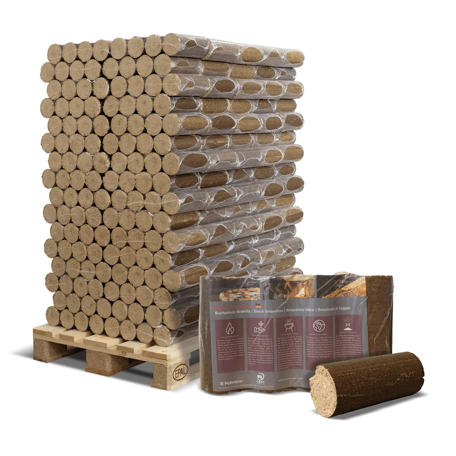 Pollmeier Holzbriketts Premium Buchenholz 6kg x 160 960kg Palette